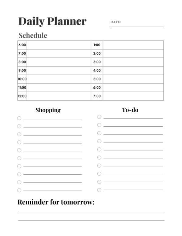 Simple Minimal Undated Planner Black & White - Image 3