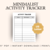 Minimalist Activity Tracker, Printable Activity Tracker, Planner Page