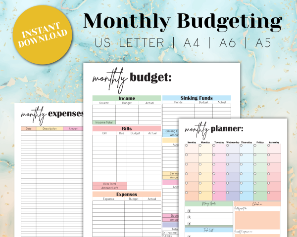 monthly budgeting printables