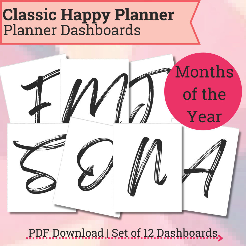 Planner Dashboards - Months of the Year Initials - Inspired Fun