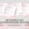 Mother's Day Questionnaire Bundle Pink, Mother's Day Printable Gift, All About Mom, Grandma, Nana, and Grammy