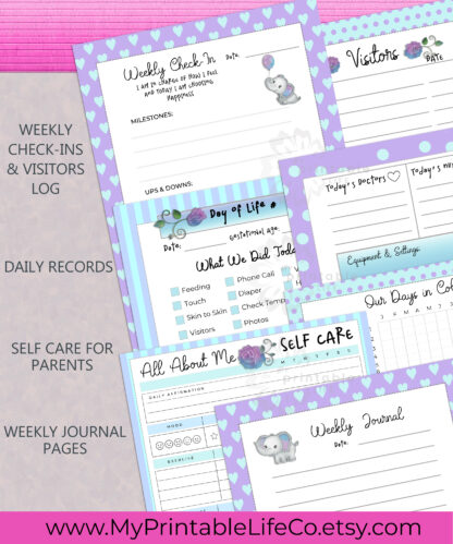 NICU Baby Girl Printable Journal - Planner - NICU Baby Book - Pages - Instant Download -Preemie -Premature Birth -Trackers - Image 5
