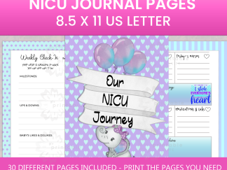 NICU Baby Girl Printable Journal - Planner - NICU Baby Book - Pages - Instant Download -Preemie -Premature Birth -Trackers