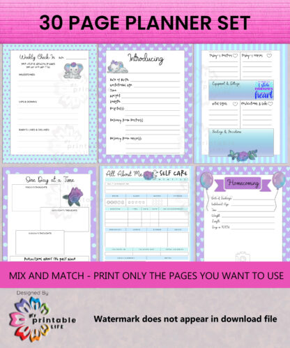 NICU Baby Girl Printable Journal - Planner - NICU Baby Book - Pages - Instant Download -Preemie -Premature Birth -Trackers - Image 4