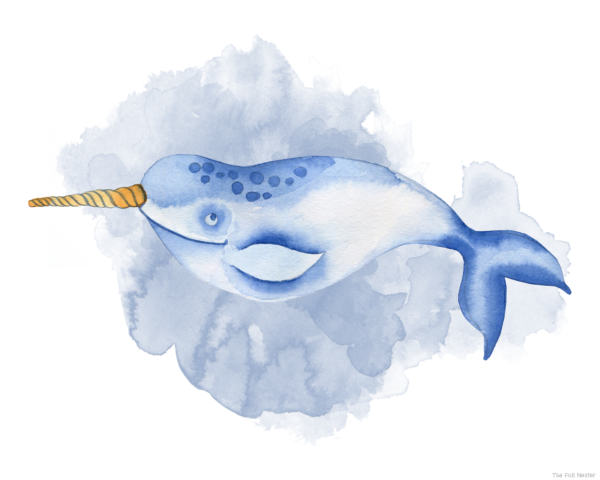 Blue Narwhal Wall Art - Image 2