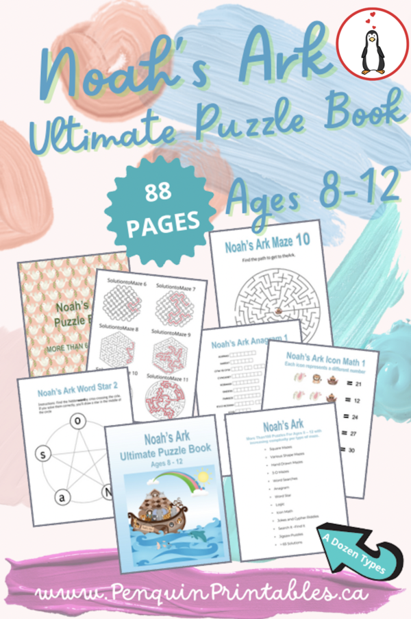Printable Noah's Ark Bible Games Puzzles - Christian Bible Story