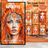 PRINTABLE CARD Deck, Spiritual Women, Fire, Queen, Oracle Cards, Tarot Size, 2.75 x 4.75, Letter, Digital Download, 50 Cards, Watercolor
