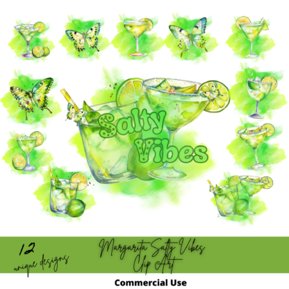 SALTY VIBES, Instant Download, Margarita Party Decorations, png files for Sublimation, Butterfly png sublimation, Summer Stickers Printable
