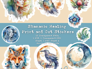 Shamanic Healing Stickers, Set 1, Print and Cut Stickers, Shaman Stickers, Shamanic Tools, Self Care Stickers, Cute Sticker Sheet, Positive Sticker