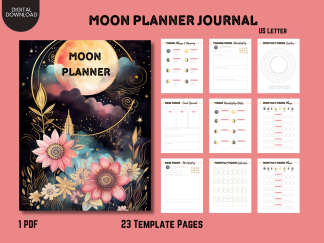 Moon Planner: Embrace Cosmic Wisdom and Manifest Magic, Moon Phases Planner, Moon Manifestation, Oracle Card Spread, Tarot, Mystical Moon