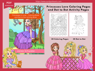 PRINTABLE COLORING Princesses in Love – Coloring Book and Dot to Dot Activity Book