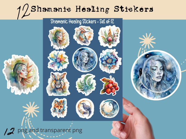 Shamanic Healing Stickers, Set 1, Print and Cut Stickers, Shaman Stickers, Shamanic Tools, Self Care Stickers, Cute Sticker Sheet, Positive Sticker - Image 6