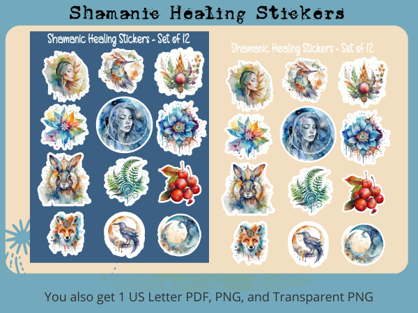 Shamanic Healing Stickers, Set 1, Print and Cut Stickers, Shaman Stickers, Shamanic Tools, Self Care Stickers, Cute Sticker Sheet, Positive Sticker - Image 5