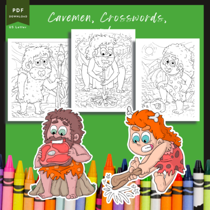 Cavemen, Crosswords, and Coloring Book - Image 3