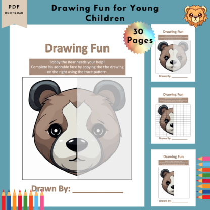 Complete the Faces with Leo, Ellie, Bobby, Zoey, and Tommy: A Drawing Activity Printable Pack for Kids - Image 4