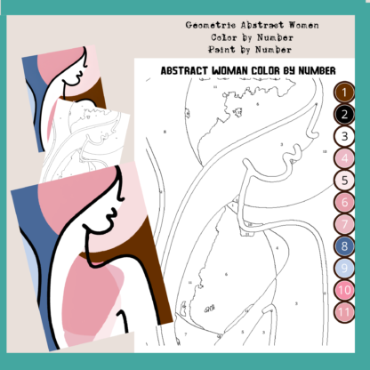 Geometric Abstract Women, Abstract Beauty, PBN, Paint by Number, Color by Number, Digital Color, Digital Paint by Number, iPad Color by Number, PDF PNG (Copy) - Image 3