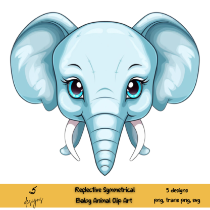 Reflective Symmetrical Clip Art, Digital Stickers, draw,Lion svg, Elephant svg, Bear svg, Zebra svg, Tiger svg, Transparent png, animal png - Image 6