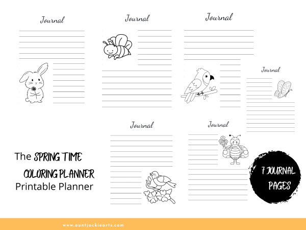 Spring Coloring Planner, PRINTABLE, Daily Planner, Monthly Planner, Weekly Planner, Project Planner, Journal Pages, Ladybugs, Flowers, Sun - Image 5