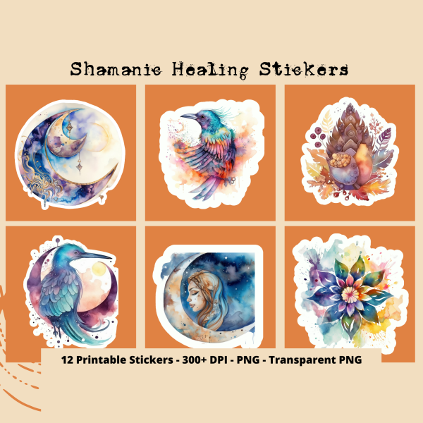 Shamanic Healing Stickers, Set 2, Print and Cut Stickers, Shaman Stickers, Shamanic Tools, Self Care Stickers, Cute Sticker Sheet, Positive Sticker - Image 4