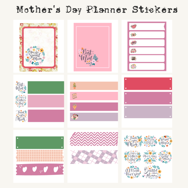 Mothers Day Planner Stickers, Print and Cut Stickers, Flowers Stickers, 50 Stickers, Cute Sticker Sheet, Digital Stickers, Pinks - Image 5