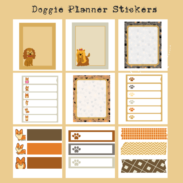 Doggie Planner Stickers, Print and Cut Stickers, Puppy Stickers, 50 Stickers, Cute Dog Sticker Sheet, Digital Stickers, Pug Stickers - Image 5