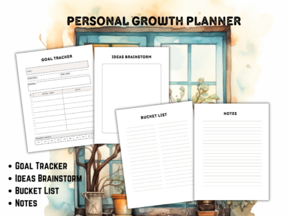 Personal Growth Printable Planner: Unleash Your Potential, Achieve Your Dreams, Goals, Daily, Weekly, Meditation, Trackers, Letter, Mindset - Image 2