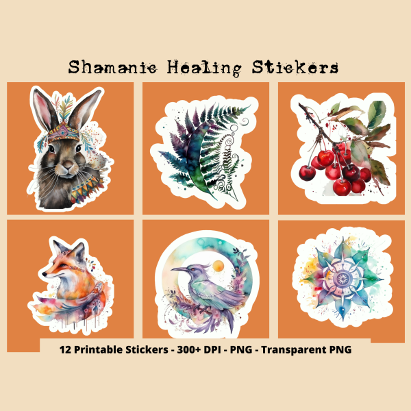 Shamanic Healing Stickers, Set 2, Print and Cut Stickers, Shaman Stickers, Shamanic Tools, Self Care Stickers, Cute Sticker Sheet, Positive Sticker - Image 6