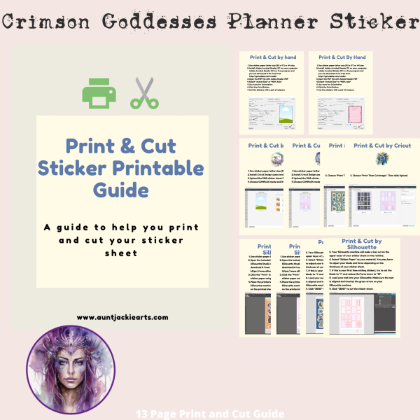 Crimson Goddess Digital Planner Stickers, Print, and Cut Stickers, Spiritual Stickers, 80+ Stickers, PNG and Transparent PNG Sticker Sheet, Digital Stickers, Digital Planner Stickers, Red - Image 6