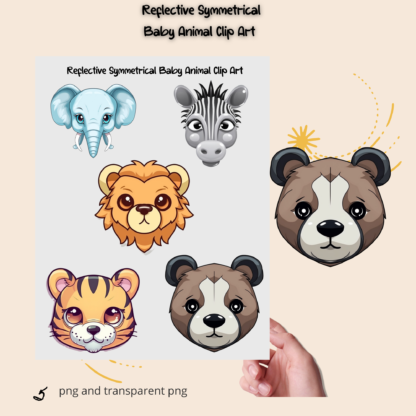 Reflective Symmetrical Clip Art, Digital Stickers, draw,Lion svg, Elephant svg, Bear svg, Zebra svg, Tiger svg, Transparent png, animal png - Image 11