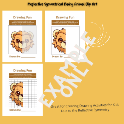 Reflective Symmetrical Clip Art, Digital Stickers, draw,Lion svg, Elephant svg, Bear svg, Zebra svg, Tiger svg, Transparent png, animal png - Image 9
