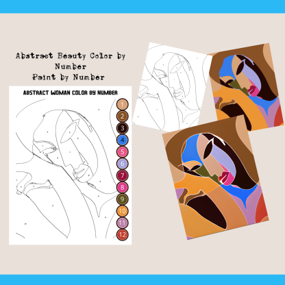 Abstract Beauty, Abstract Women, PBN, Paint by Number, Color by Number, Digital Color, Digital Paint by Number,iPad Color by Number, PDF PNG - Image 5