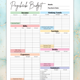 paycheck budget printable