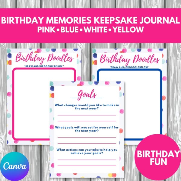PLR Birthday Memories Keepsake Journal bright colors