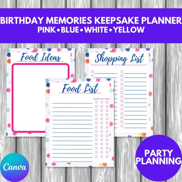 PLR Birthday Memories Keepsake Planner party planning