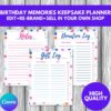 PLR Birthday Memories Keepsake Planner high quality 300 dpi