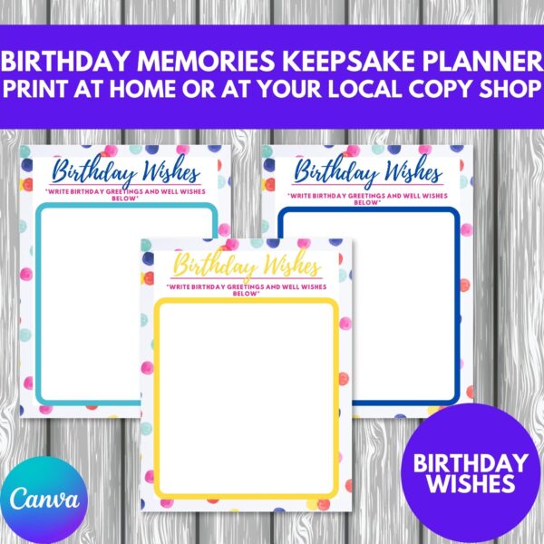PLR Birthday Memories Keepsake Planner birthday messages from friends and family
