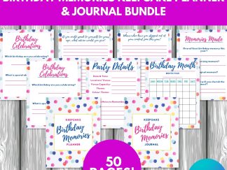 PLR Birthday Memories Keepsake Planner and Journal Bundle 50 pages