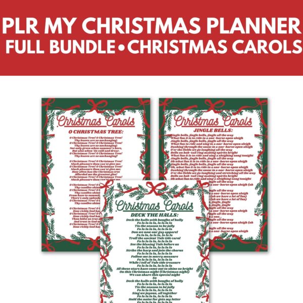 PLR My Christmas Planner Christmas Carols