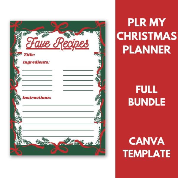 PLR My Christmas Planner fave recipes