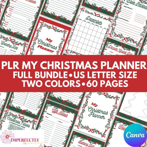 PLR My Christmas Planner 60 pages us letter size canva templates