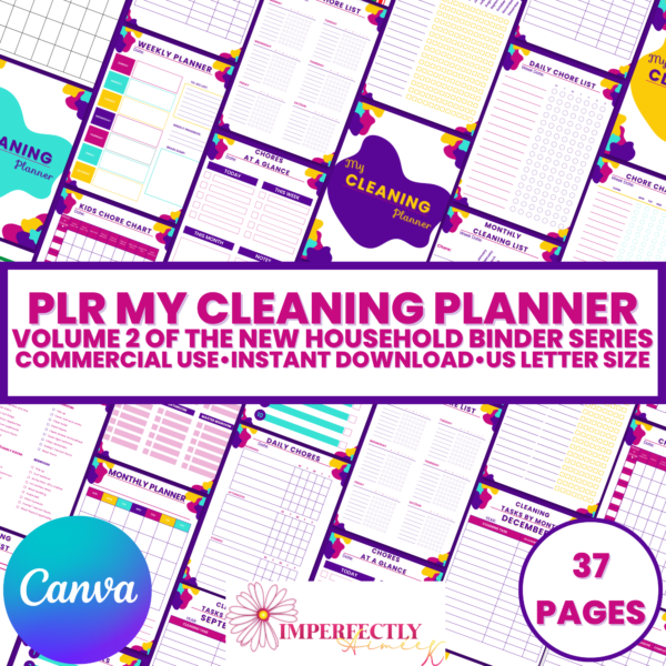 PLR My Cleaning Planner- Instant download, personal use, us letter size, canva template, 48 pages