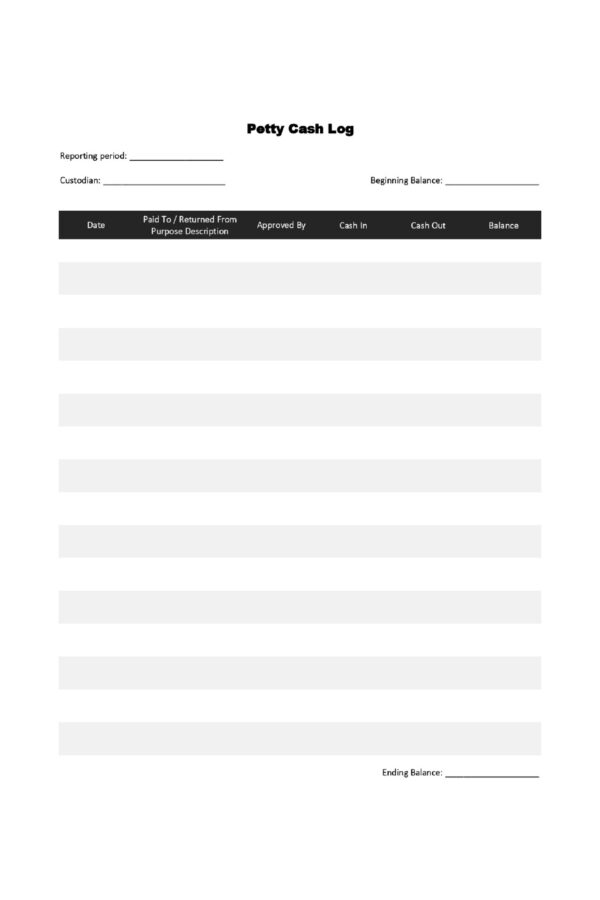 PLR Petty Cash Journal Small Business Printable - Image 4