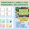 Printable Labels for Personal Belongings