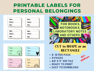 Printable Labels for Personal Belongings