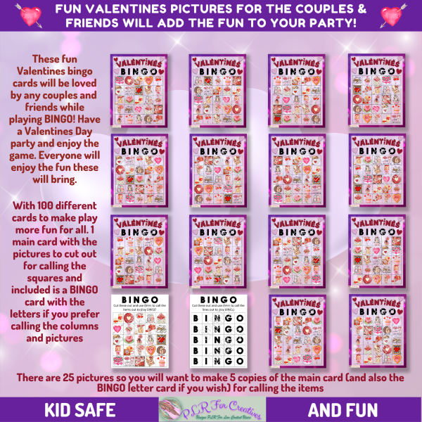 Valentines Purple Hearts Bingo - Image 2