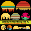 Retro Sunset Clipart 30 Pack Bundle #2