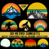 Retro Sunset Clipart 30 Pack Bundle #3