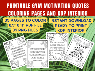 Printable Gym Motivation Quotes Coloring KDP Interior