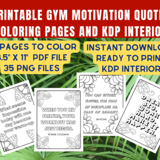 Printable Gym Motivation Quotes Coloring KDP Interior