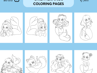 Chibi Mermaids Coloring Pages